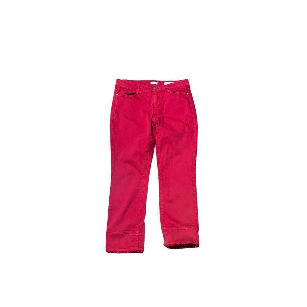 J.Jill‎ red cropped raw hem ankle fit jeans size 4